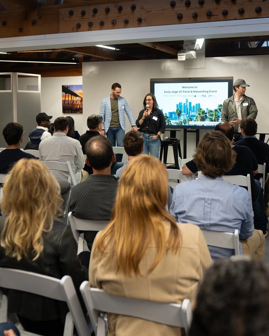 Members gathered for an early-stage venture panel and networking event