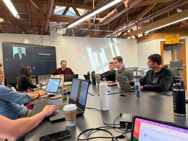 A 1752vc office-hours working session, with a mentor joining remotely on screen